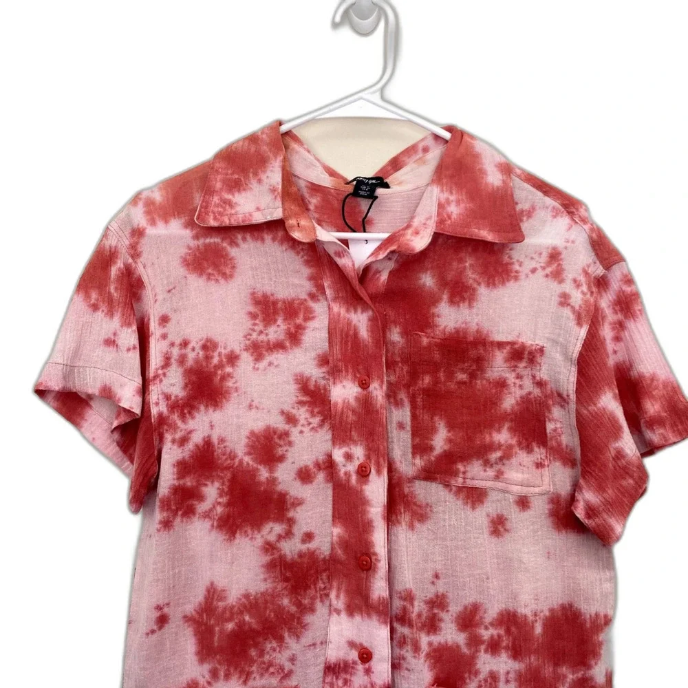 NWT‎ Nasty Gal Tie Dye Lightweight Romper Pink 100% Cotton Summer US Size 6 - Picture 2 of 6